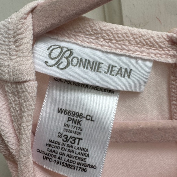 NWOT Bonnie Jean 3T Girls Pink A-Line Floral Chiffon Sleeveless Dress - Picture 3 of 7